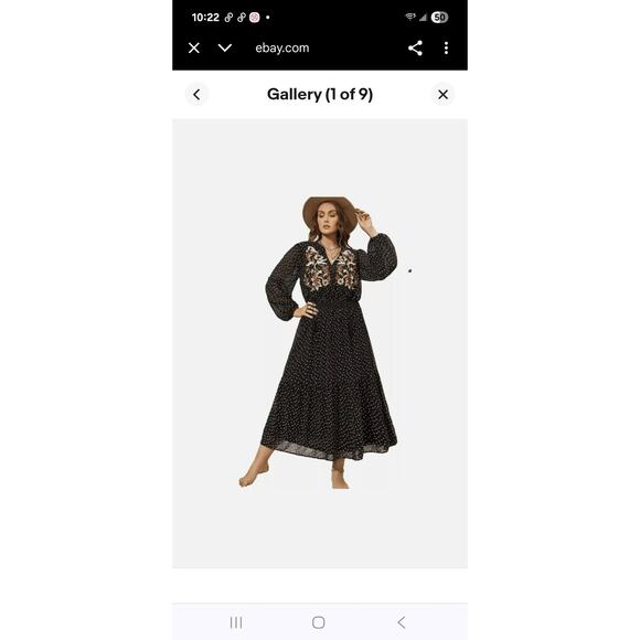 Rusty Dustty Bohemian Women's OXL Flowy Embroidered Whimsy Tassel Maxi Dress - Picture 7 of 10